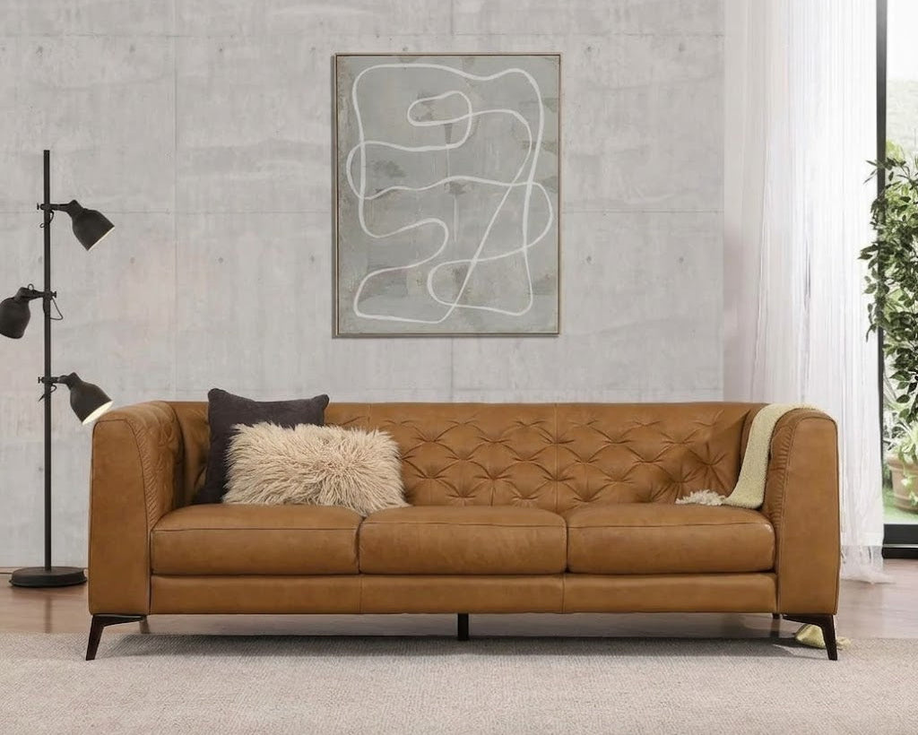 Tufted Tan Sofa